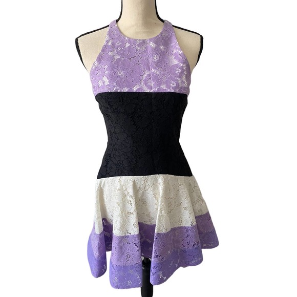 Alex Perry Color Block Lace Embroidery Mini Dress Size 8UK or 4US - Picture 13 of 14